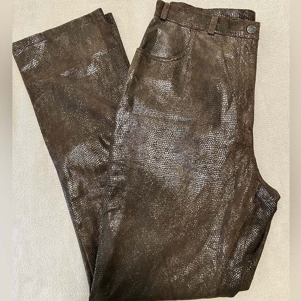 Vintage Paolo Santini‎ Brown Leather Pants Preowned Waist 28